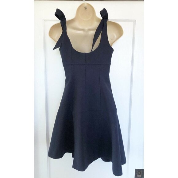Cinq A Sept Woman's Sz 0  Dark Blue Jeanette Tied Asymmetrical Mini Dress - Picture 4 of 9